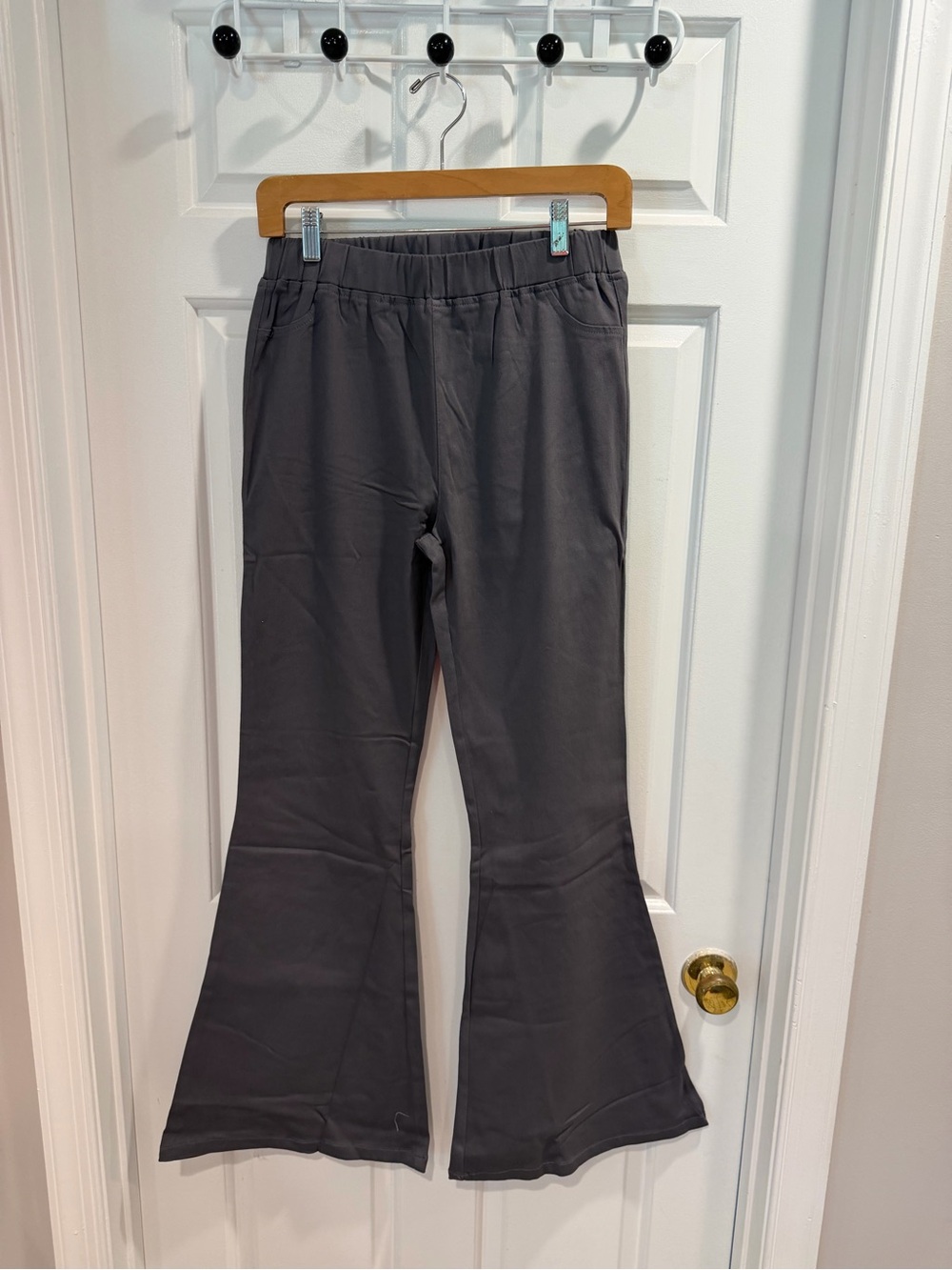 NWT Umgee Boutique High waisted Gray Flared Pants Sz L